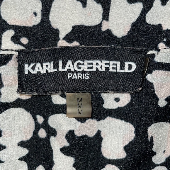 Karl Lagerfeld Paris Print Button Down Blouse, M - Picture 6 of 9